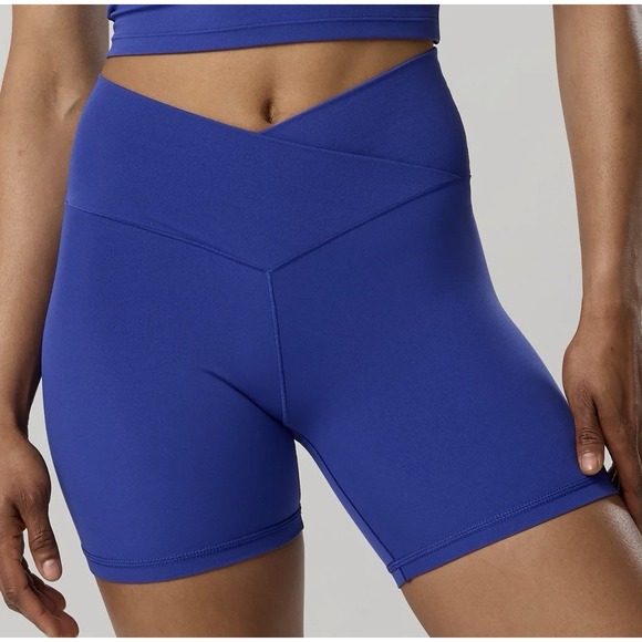 aerie Pants - Offline By‎ Aerie Real Me Crossover Bike Shorts Size Small Blue 5" Hi Rise